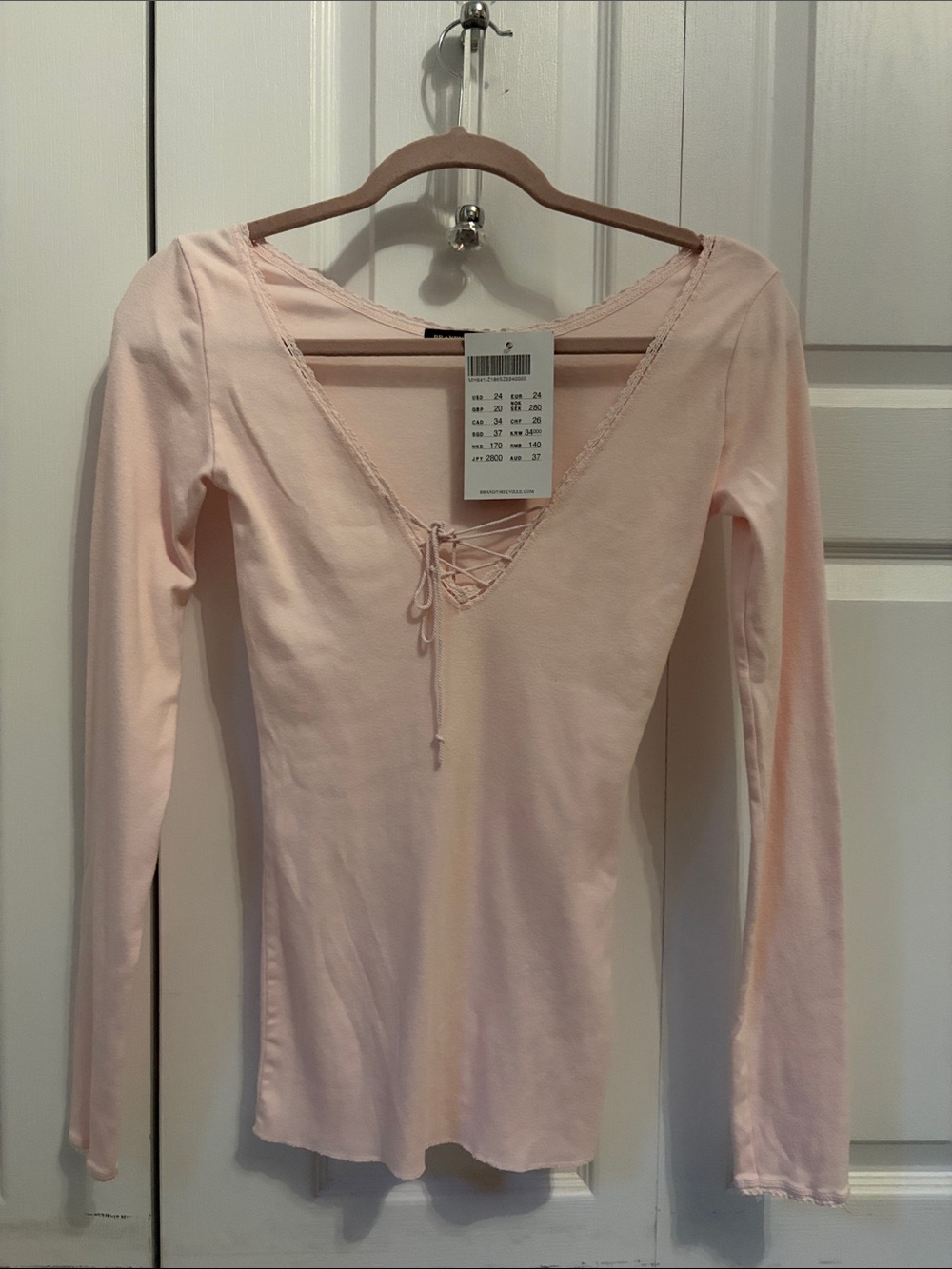 BNWT Brandy Melville baby pink Tania long sleeve top